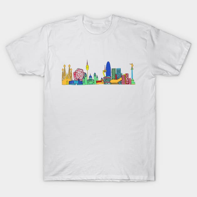 Barcelona Skyline T-Shirt by drknice